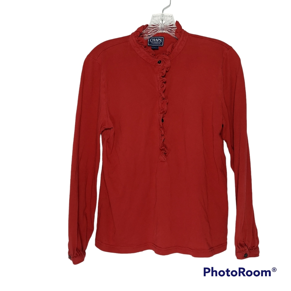 Red Chaps Classic Ruffle Blouse